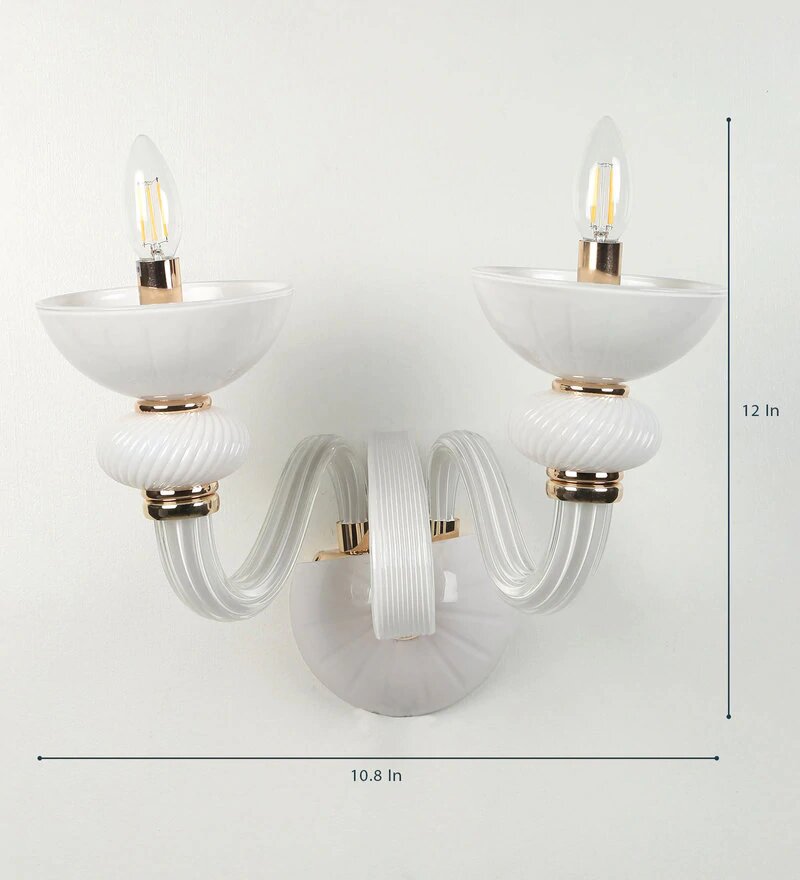 Flor White Glass Wall Light -2 Lights - Stello Light Studio