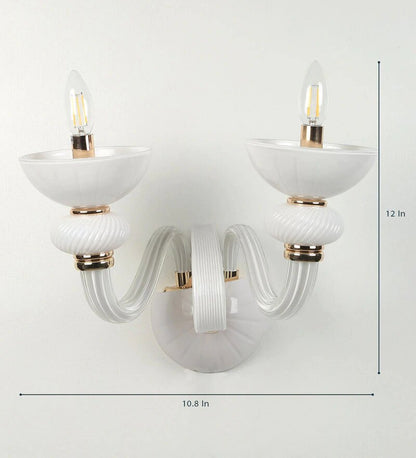 Flor White Glass Wall Light -2 Lights - Stello Light Studio