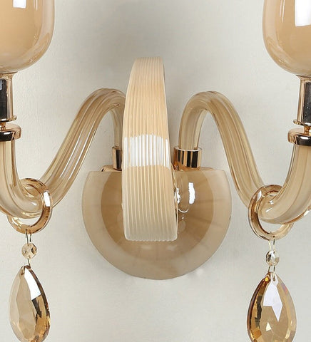 Gracil Beige Glass and Crystal Wall Light - 2 Lights