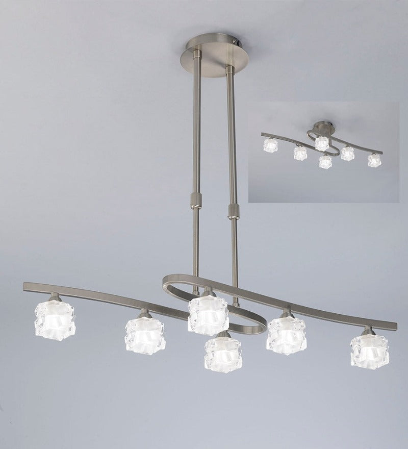 ICE PENDANT 6 LIGHT SATIN NICKEL - Stello Light Studio