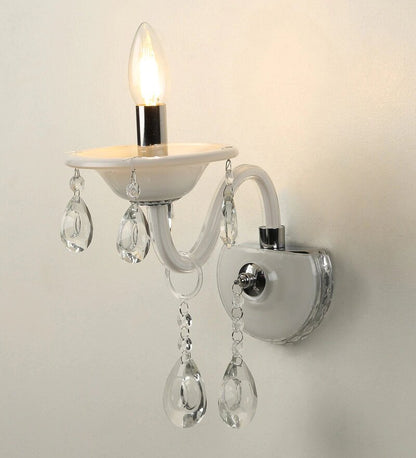 Leche White Glass and Crystal Wall Light - Stello Light Studio