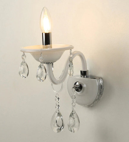 Leche White Glass and Crystal Wall Light