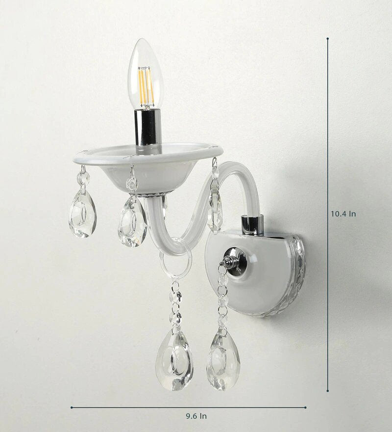 Leche White Glass and Crystal Wall Light - Stello Light Studio