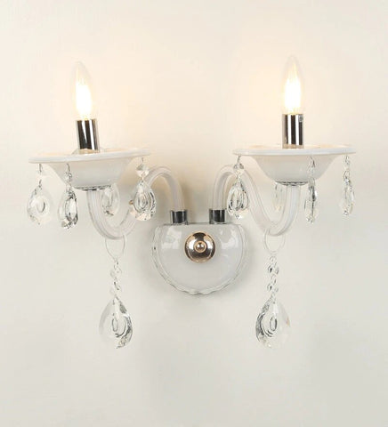 Leche White Glass and Crystal Wall Light - 2 Lights
