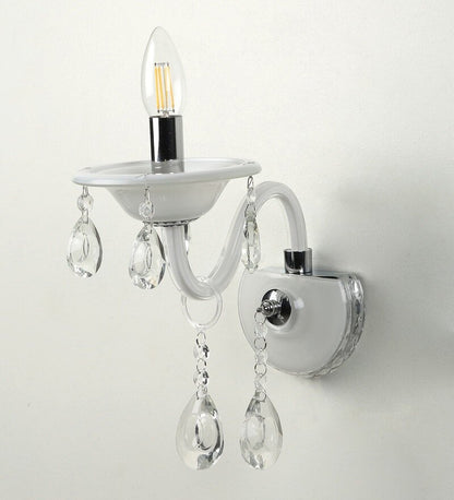 Leche White Glass and Crystal Wall Light - Stello Light Studio