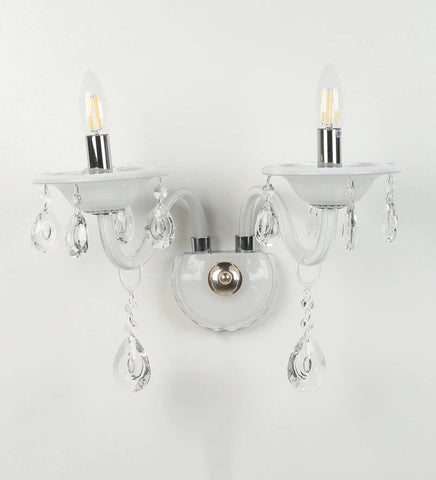 Leche White Glass and Crystal Wall Light - 2 Lights
