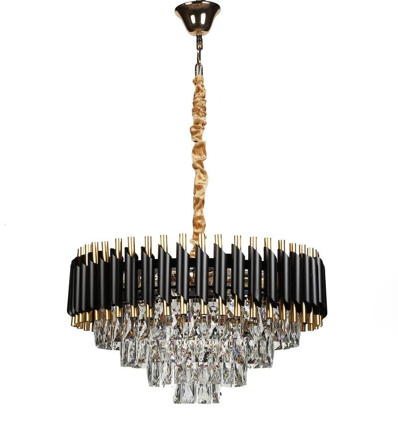 Oscuro Black Metal and Crystal Chandelier - Stello Light Studio