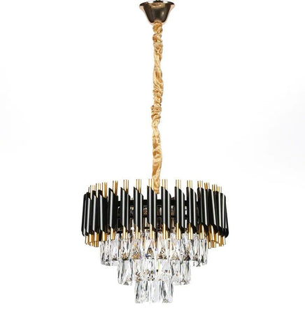 Oscuro Black Metal and Crystal Chandelier - 4 Lights