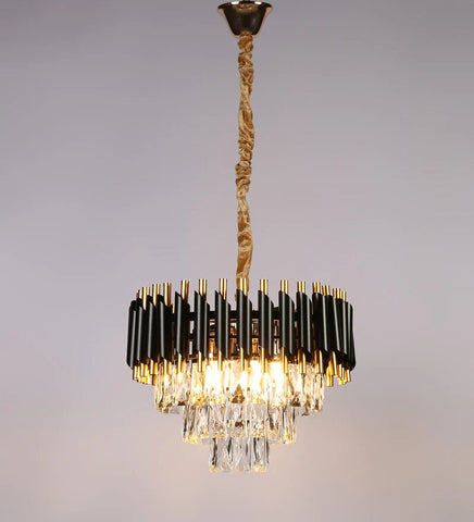Oscuro Black Metal and Crystal Chandelier - 4 Lights