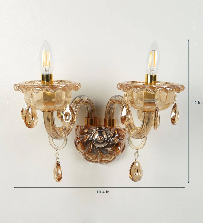 Palacio Gold Glass and Crystal Wall Light - 2 Lights - Stello Light Studio