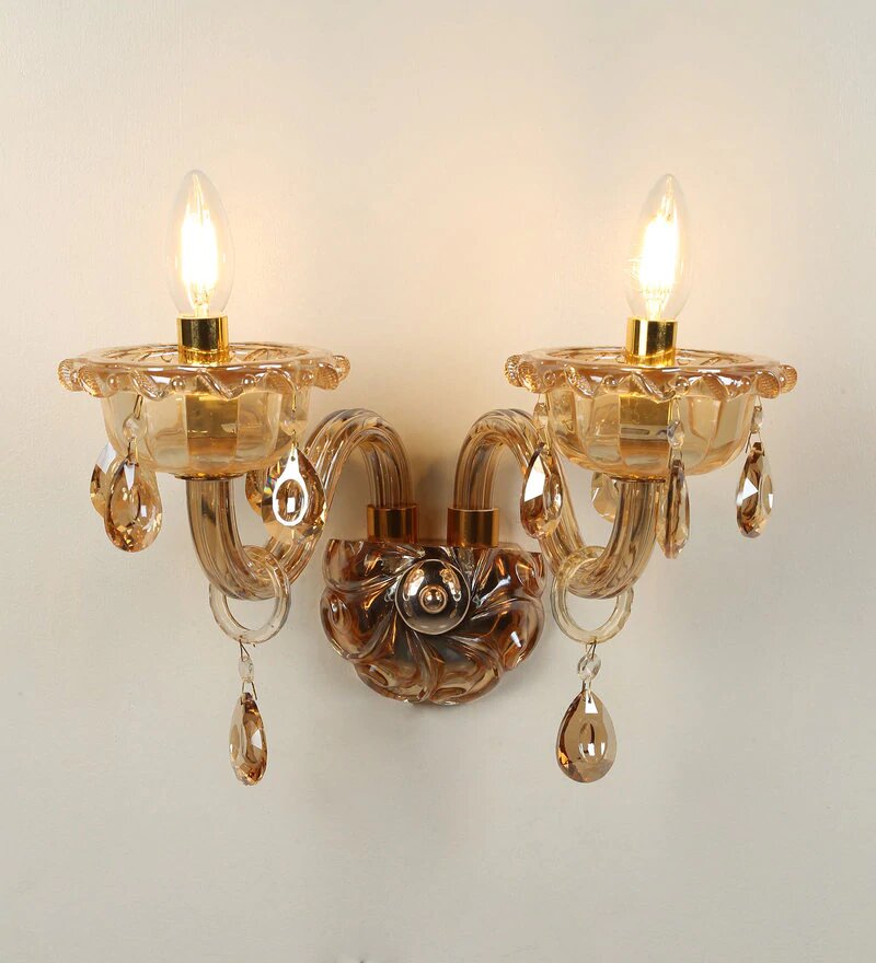 Palacio Gold Glass and Crystal Wall Light - 2 Lights - Stello Light Studio