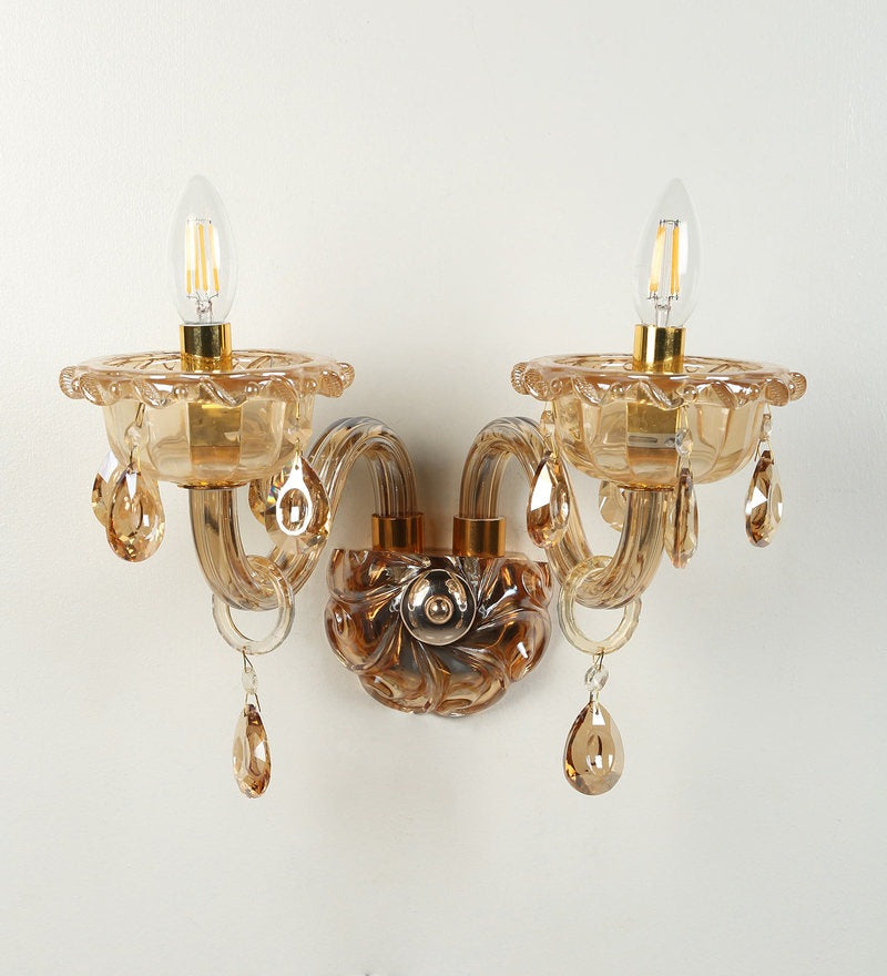 Palacio Gold Glass and Crystal Wall Light - 2 Lights - Stello Light Studio