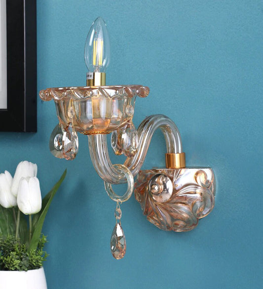 Palacio Gold Glass and Crystal Wall Light - Stello Light Studio