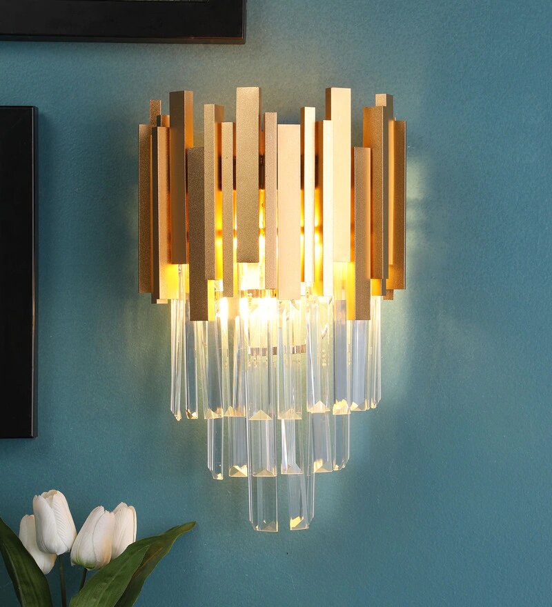 Vide Gold Metal and Crystal Wall Light - Stello Light Studio