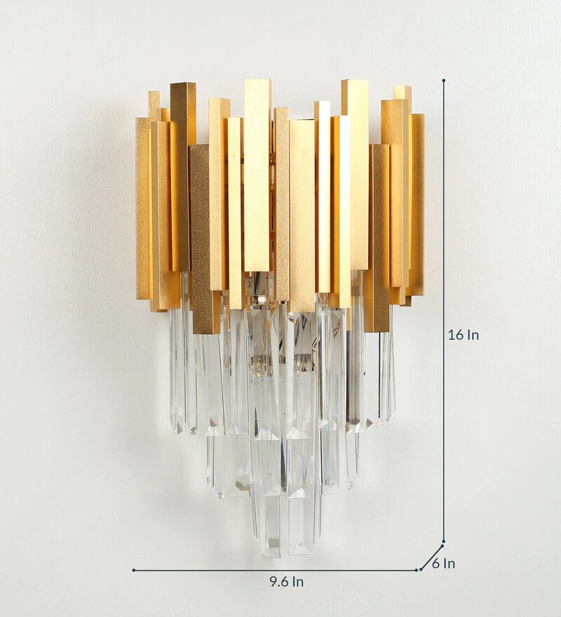 Vide Gold Metal and Crystal Wall Light - Stello Light Studio